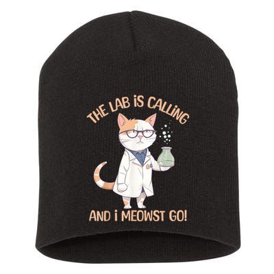 Lab Calling Science Funny Lab Cat Laboratory Chemistry Short Acrylic Beanie