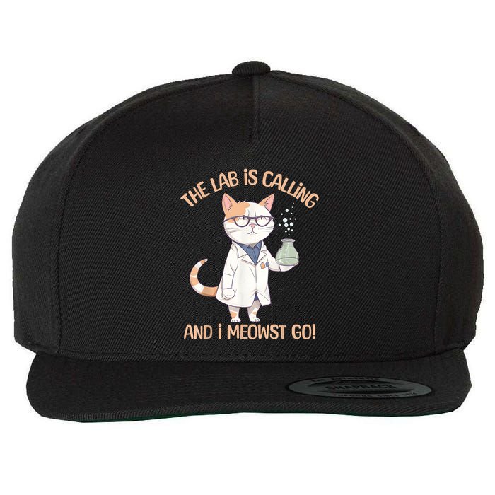 Lab Calling Science Funny Lab Cat Laboratory Chemistry Wool Snapback Cap