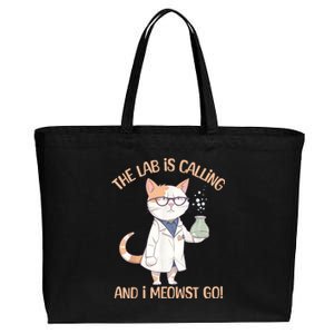 Lab Calling Science Funny Lab Cat Laboratory Chemistry Cotton Canvas Jumbo Tote