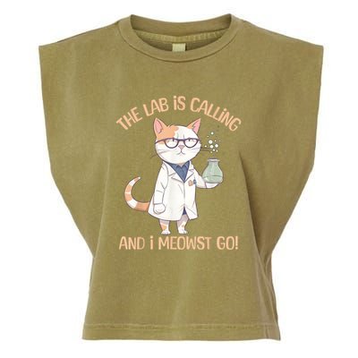 Lab Calling Science Funny Lab Cat Laboratory Chemistry Garment-Dyed Women's Muscle Tee