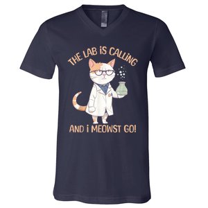 Lab Calling Science Funny Lab Cat Laboratory Chemistry V-Neck T-Shirt