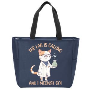 Lab Calling Science Funny Lab Cat Laboratory Chemistry Zip Tote Bag