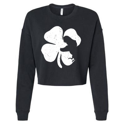 Lucky Clover St Patrick's Dinosaur Cropped Pullover Crew