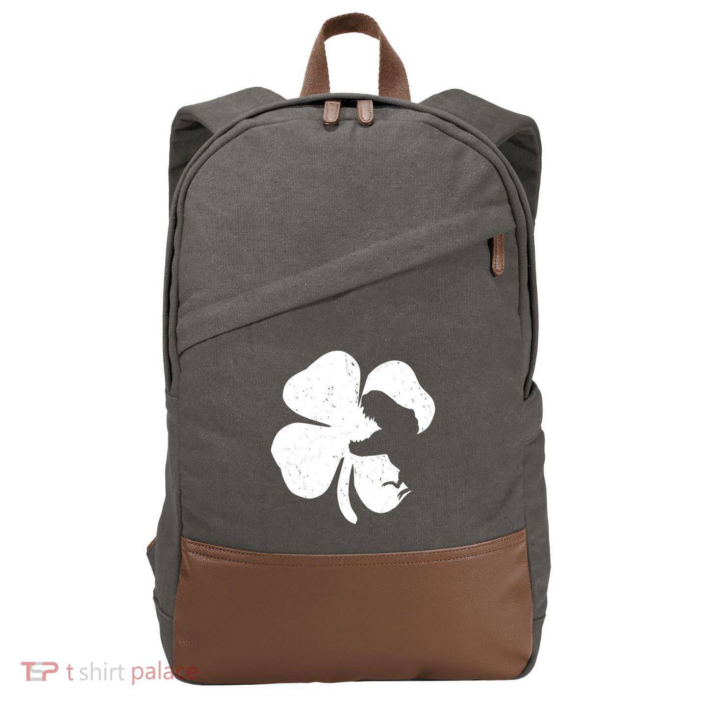 Lucky Clover St Patrick's Dinosaur Cotton Canvas Backpack