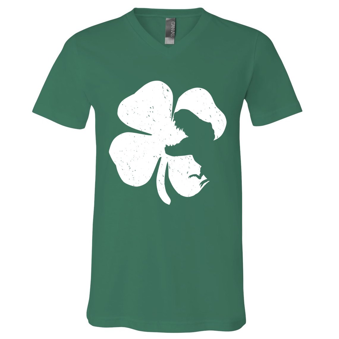 Lucky Clover St Patrick's Dinosaur V-Neck T-Shirt