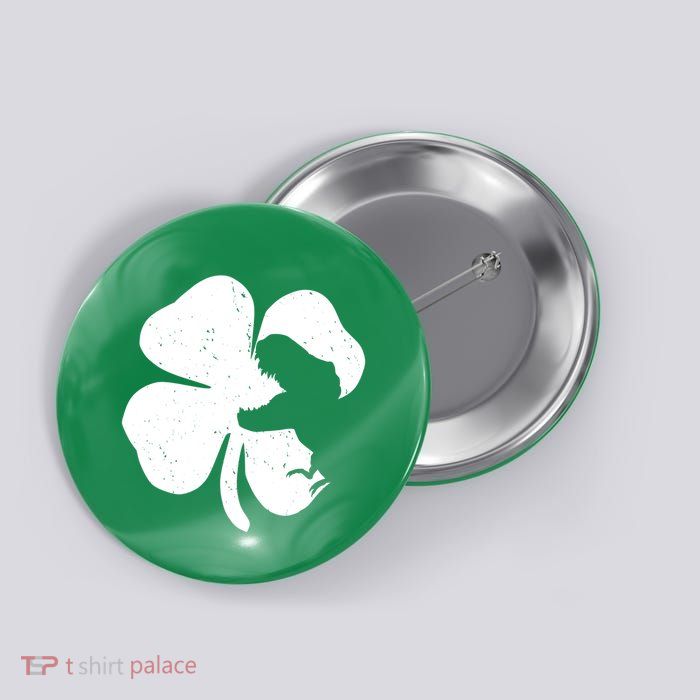 Lucky Clover St Patrick's Dinosaur Button
