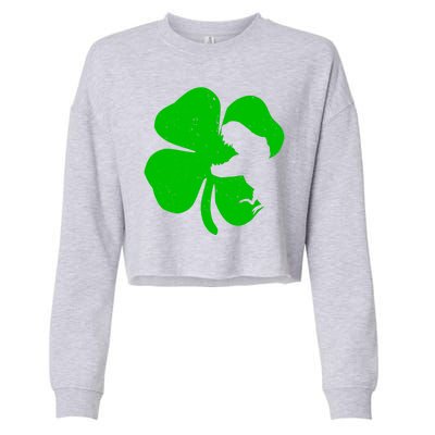 Lucky Clover St Patrick's Dinosaur Cropped Pullover Crew