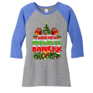 Lighting Christmas SantaS Favorite Banker Xmas Gift Women's Tri-Blend 3/4-Sleeve Raglan Shirt