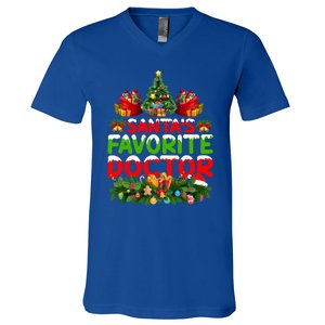 Lighting Christmas SantaS Favorite Doctor Xmas Gift V-Neck T-Shirt