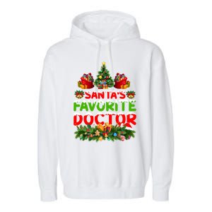 Lighting Christmas SantaS Favorite Doctor Xmas Gift Garment-Dyed Fleece Hoodie