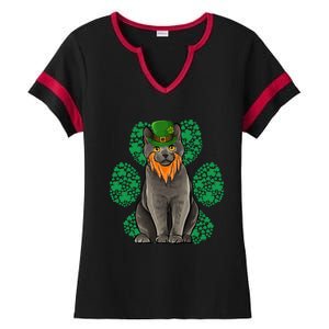 Leprechaun Chartreux St Patricks Day Shamrock Paw Gift Ladies Halftime Notch Neck Tee