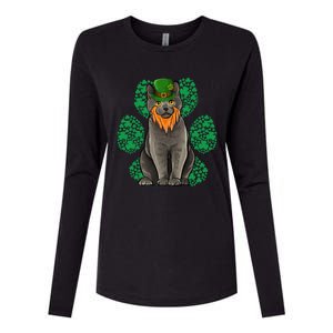 Leprechaun Chartreux St Patricks Day Shamrock Paw Gift Womens Cotton Relaxed Long Sleeve T-Shirt