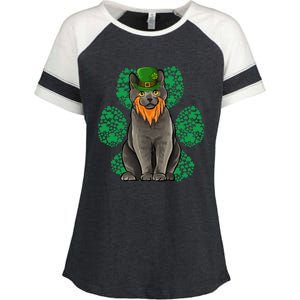 Leprechaun Chartreux St Patricks Day Shamrock Paw Gift Enza Ladies Jersey Colorblock Tee