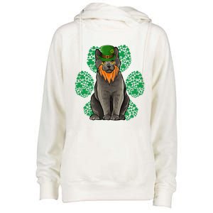 Leprechaun Chartreux St Patricks Day Shamrock Paw Gift Womens Funnel Neck Pullover Hood