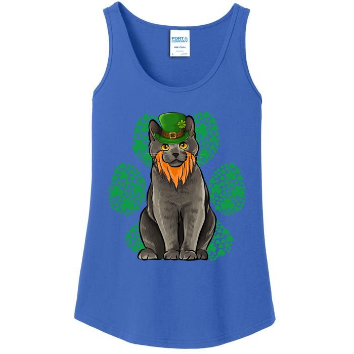 Leprechaun Chartreux St Patricks Day Shamrock Paw Gift Ladies Essential Tank