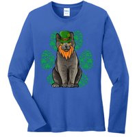 Leprechaun Chartreux St Patricks Day Shamrock Paw Gift Ladies Long Sleeve Shirt