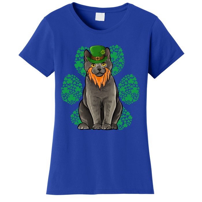 Leprechaun Chartreux St Patricks Day Shamrock Paw Gift Women's T-Shirt