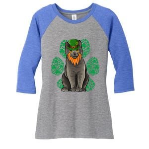 Leprechaun Chartreux St Patricks Day Shamrock Paw Gift Women's Tri-Blend 3/4-Sleeve Raglan Shirt