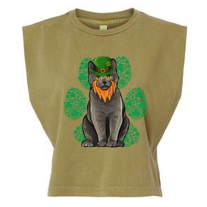 Leprechaun Chartreux St Patricks Day Shamrock Paw Gift Garment-Dyed Women's Muscle Tee