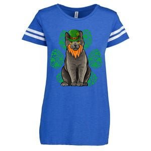 Leprechaun Chartreux St Patricks Day Shamrock Paw Gift Enza Ladies Jersey Football T-Shirt