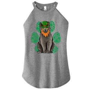 Leprechaun Chartreux St Patricks Day Shamrock Paw Gift Women's Perfect Tri Rocker Tank