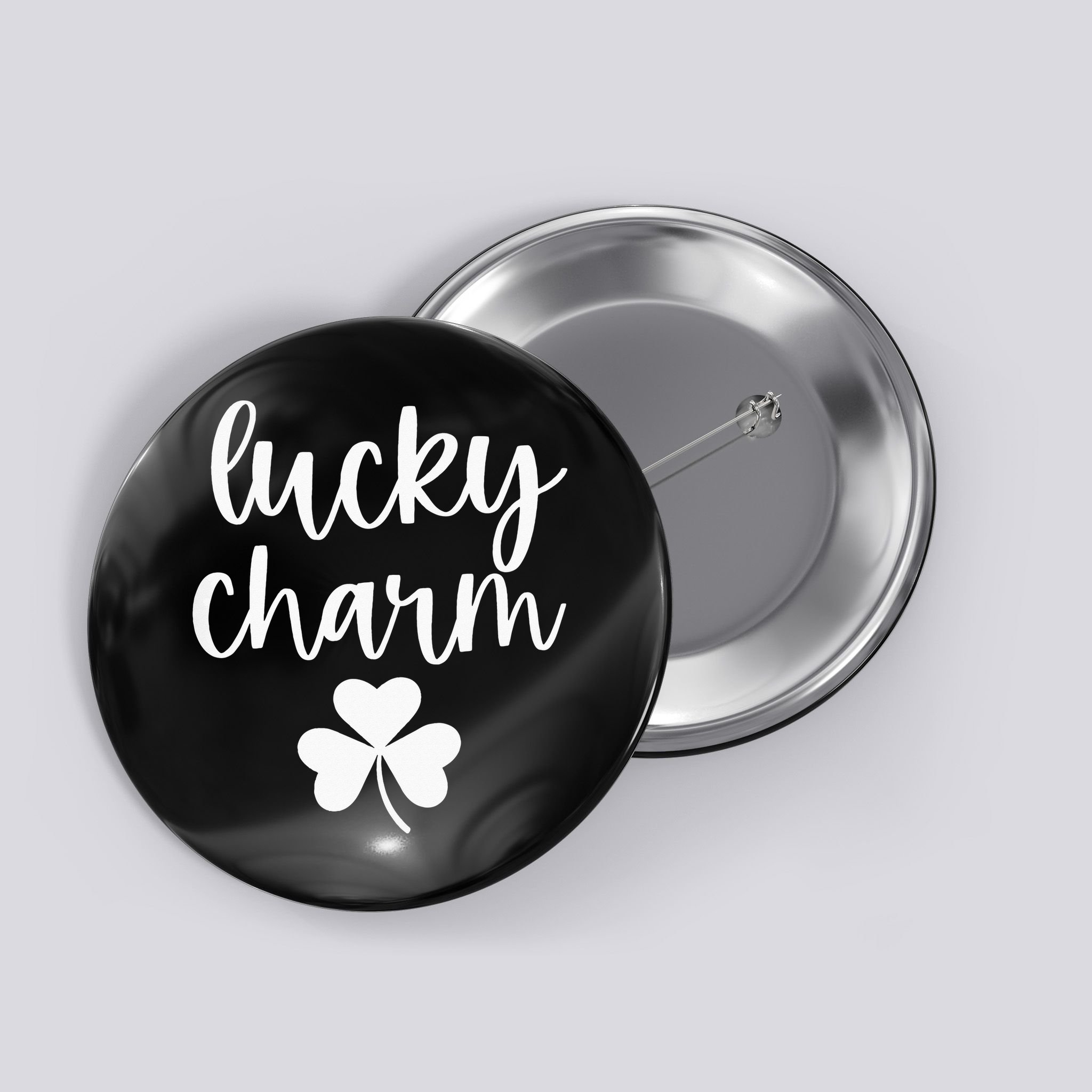 Lucky Charm Shamrock green St Patricks Day Button