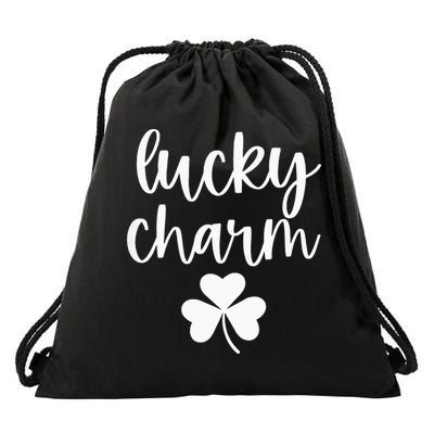 Lucky Charm Shamrock green St Patricks Day Drawstring Bag