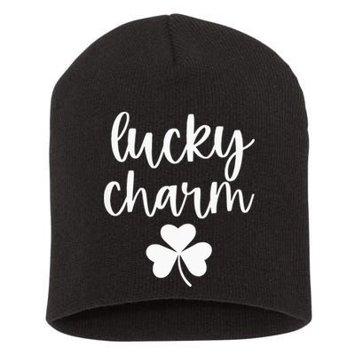 Lucky Charm Shamrock green St Patricks Day Short Acrylic Beanie