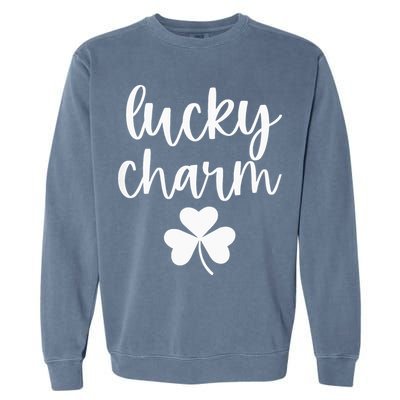 Lucky Charm Shamrock green St Patricks Day Garment-Dyed Sweatshirt