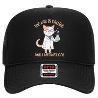 Lab Calling Science Funny Lab Cat Laboratory Chemistry High Crown Mesh Back Trucker Hat