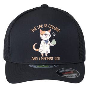 Lab Calling Science Funny Lab Cat Laboratory Chemistry Flexfit Unipanel Trucker Cap