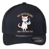 Lab Calling Science Funny Lab Cat Laboratory Chemistry Flexfit Unipanel Trucker Cap