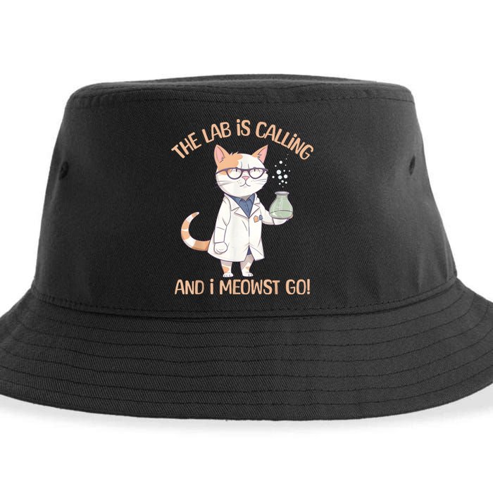 Lab Calling Science Funny Lab Cat Laboratory Chemistry Sustainable Bucket Hat