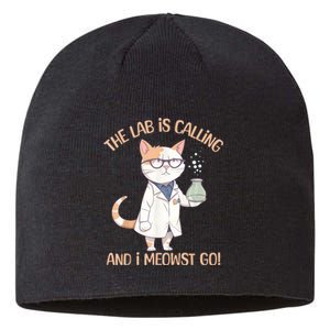 Lab Calling Science Funny Lab Cat Laboratory Chemistry Sustainable Beanie