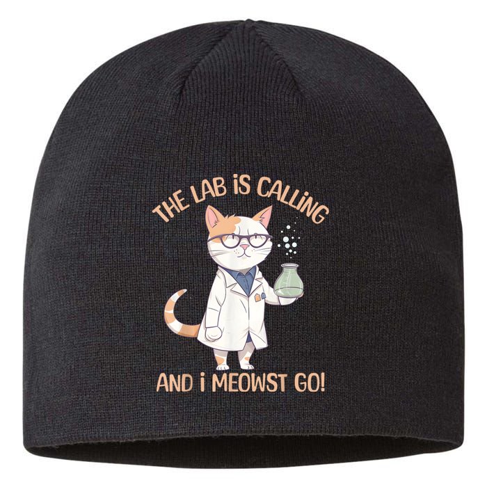 Lab Calling Science Funny Lab Cat Laboratory Chemistry Sustainable Beanie