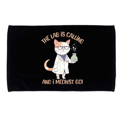 Lab Calling Science Funny Lab Cat Laboratory Chemistry Microfiber Hand Towel