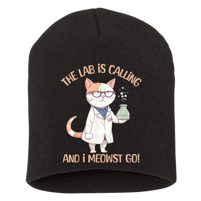 Lab Calling Science Funny Lab Cat Laboratory Chemistry Short Acrylic Beanie