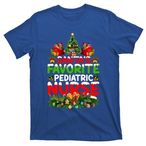 Lighting Christmas SantaS Favorite Pediatric Nurse Xmas Funny Gift T-Shirt