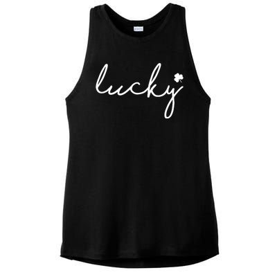 Lucky Clover St Patrick's Day Ladies PosiCharge Tri-Blend Wicking Tank