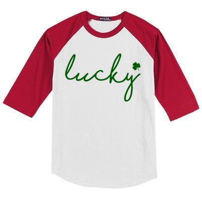 Lucky Clover St Patrick's Day Kids Colorblock Raglan Jersey