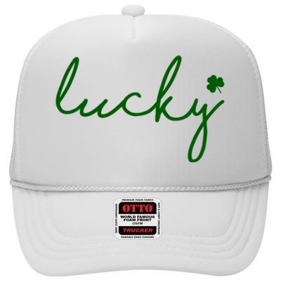 Lucky Clover St Patrick's Day High Crown Mesh Back Trucker Hat