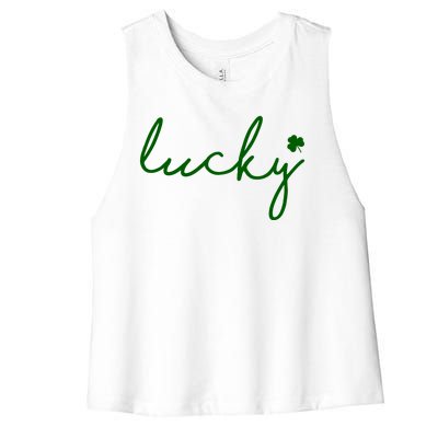 Lucky Clover St Patrick's Day Women's Racerback Cropped Tank