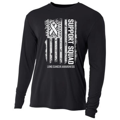 Lung Cancer Shirts Support Squad Lung Cancer Awareness Cooling Performance Long Sleeve Crew