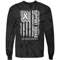 Lung Cancer Shirts Support Squad Lung Cancer Awareness Tie-Dye Long Sleeve Shirt