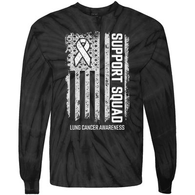 Lung Cancer Shirts Support Squad Lung Cancer Awareness Tie-Dye Long Sleeve Shirt