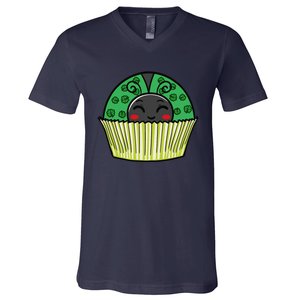 Ladybug Cupcake Saint Patrick's Day Shamrock Leaf Clover V-Neck T-Shirt