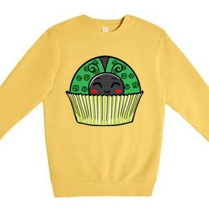 Ladybug Cupcake Saint Patrick's Day Shamrock Leaf Clover Premium Crewneck Sweatshirt