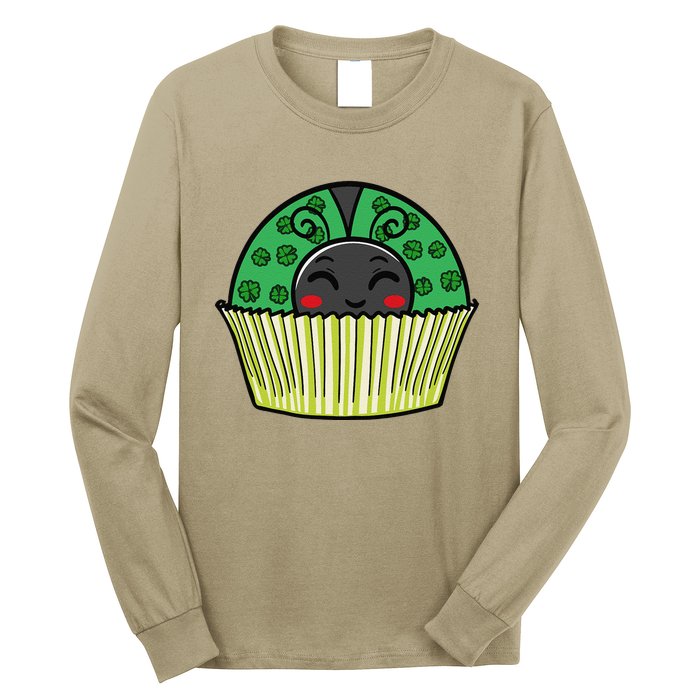 Ladybug Cupcake Saint Patrick's Day Shamrock Leaf Clover Long Sleeve Shirt