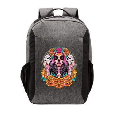 La Catrina Skull Flowers Dia De Los Muertos Vector Backpack