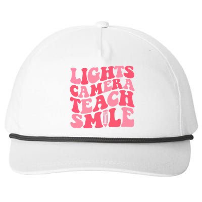 Lights Camera Teacher Smile Snapback Five-Panel Rope Hat